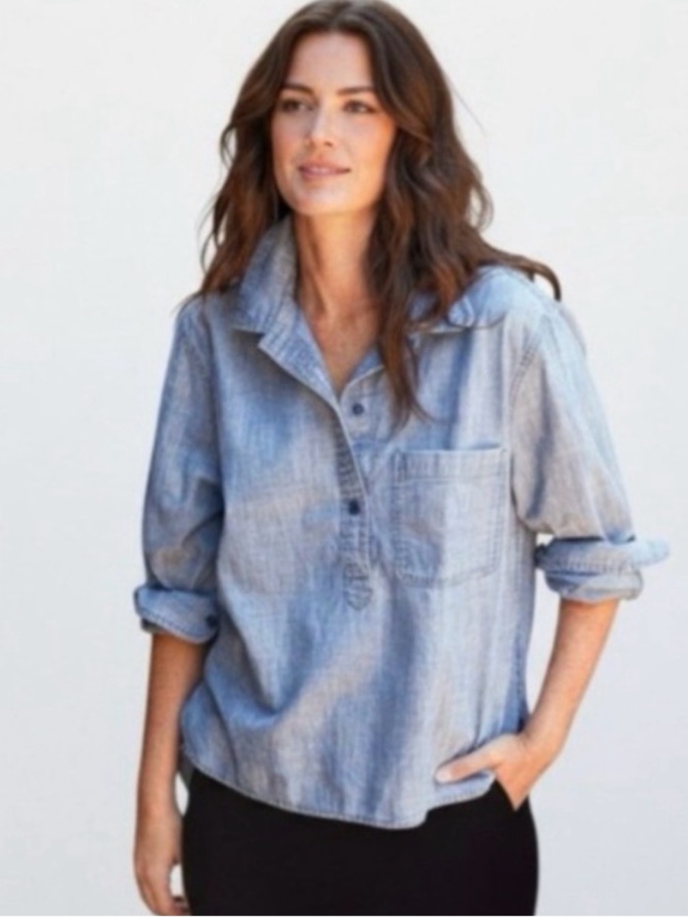 Outerknown Cropped Women’s Half Button-Front Shirt